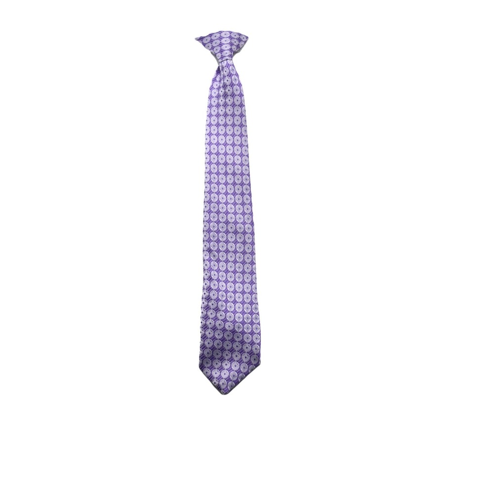 Purple Geometric Circle Pattern Clip-On Necktie Lavender Formal Accessory